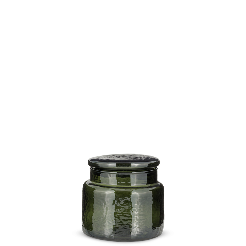 Nkuku Ilcoso Recycled Hammered Glass Storage Pot Green